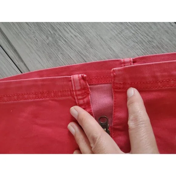 Free People Denim Mini Skirt Full zip Women waist 26" Red - Picture 7 of 8